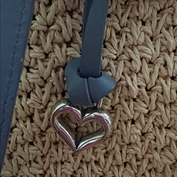 Brighton wheat woven purse with blue leather trim Women's Handbag - Picture 3 of 9